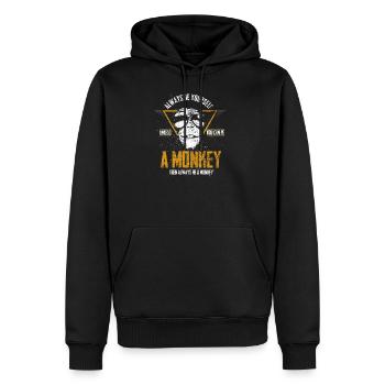 Singe, primate, gorille, chimpanzee, zoo, animal, parc animal - Sweat à capuche Premium bio Homme - noir - Devant - Nico (187cm)