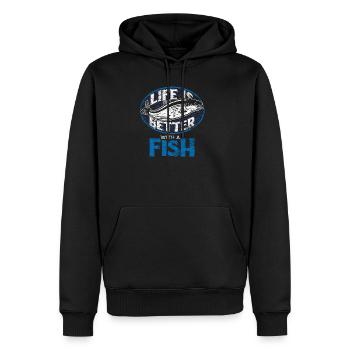 Fisch Angeln Fischer Angler Tier Natur Geschenk - Männer Premium Bio Hoodie - Schwarz - Vorne - Nico (187cm)