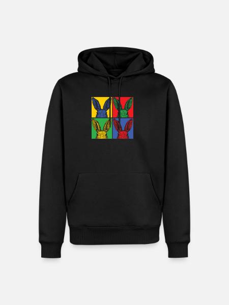 Pop Art Bunny Easter Bunny Rabbit Gift Animal - Men’s Premium Organic Hoodie - black