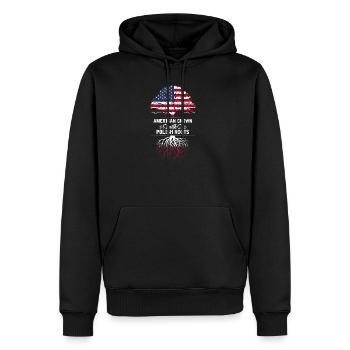 Amérique Pologne - Sweat à capuche Premium bio Homme - noir - Devant - Nico (187cm)