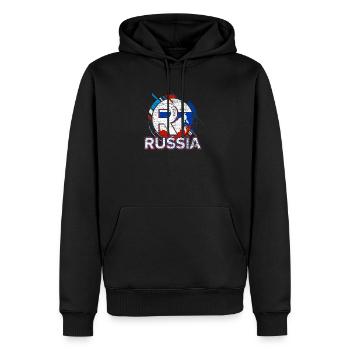 Russie - Sweat à capuche Premium bio Homme - noir - Devant - Nico (187cm)