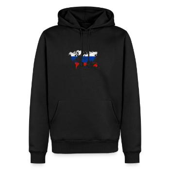 Russland Weltkarte - Männer Premium Bio Hoodie - Schwarz - Vorne - Nico (187cm)