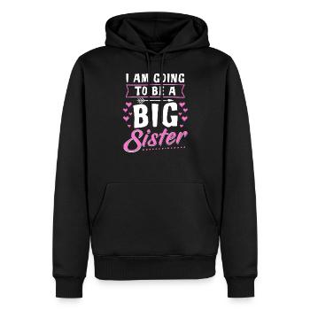 Je vais être une grande soeur - Big Sister - Sweat à capuche Premium bio Homme - noir - Devant - Nico (187cm)