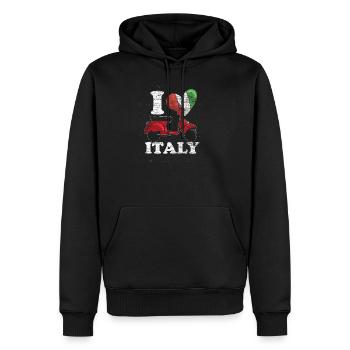 Italy - Men’s Premium Organic Hoodie - black - Front - Nico (187cm)