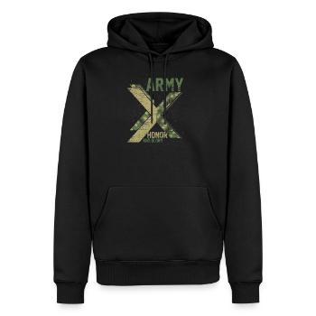 Soldat - Männer Premium Bio Hoodie - Schwarz - Vorne - Nico (187cm)