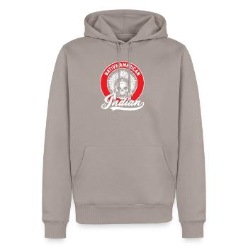 Indianer - Männer Premium Bio Hoodie - Taupe - Vorne - Nico (187cm)