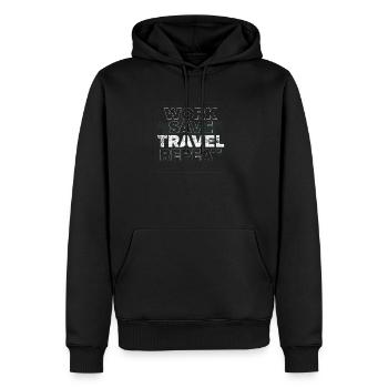Travail Sauvegarder Répétition de voyage - Sweat à capuche Premium bio Homme - noir - Devant - Nico (187cm)