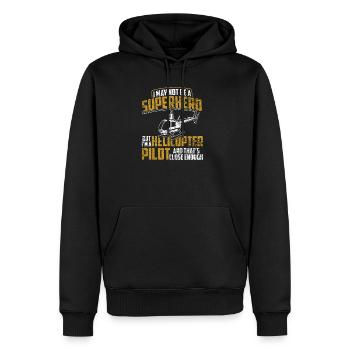 Pilote d'hélicoptère pilote d'avion cadeau vintage - Sweat à capuche Premium bio Homme - noir - Devant - Nico (187cm)