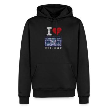 J'aime le hip hop - Sweat à capuche Premium bio Homme - noir - Devant - Nico (187cm)