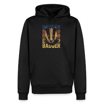 Dachs - Männer Premium Bio Hoodie - Schwarz - Vorne - Nico (187cm)