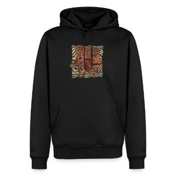 Oktopus - Männer Premium Bio Hoodie - Schwarz - Vorne - Nico (187cm)