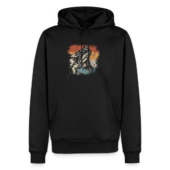 grenouille - Sweat à capuche Premium bio Homme - noir - Devant - Nico (187cm)