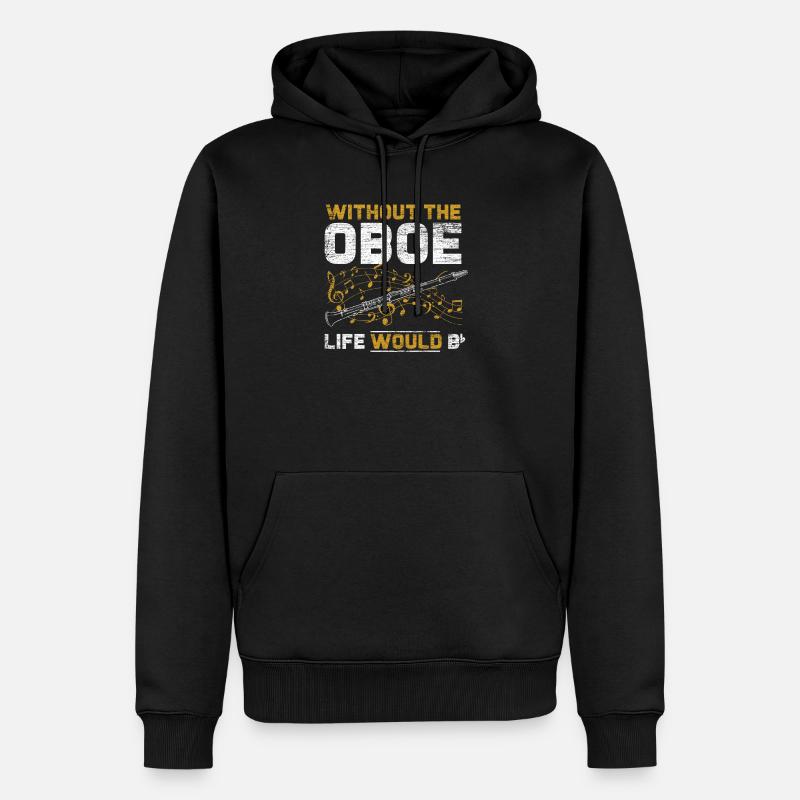 Oboe Leben - Männer Premium Bio Hoodie - Schwarz
