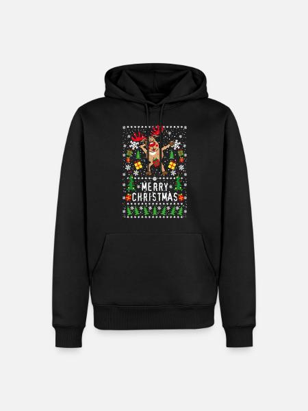 203 Deer Rudolph Dabbing Naked Merry Christmas - Men’s Premium Organic Hoodie - black