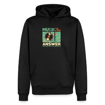 Musik ist die Antwort - Männer Premium Bio Hoodie - Schwarz - Vorne - Nico (187cm)