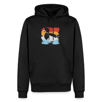 Canard oiseau cadeau rétro chasse chasseur - Sweat à capuche Premium bio Homme - noir - Devant - Nico (187cm)