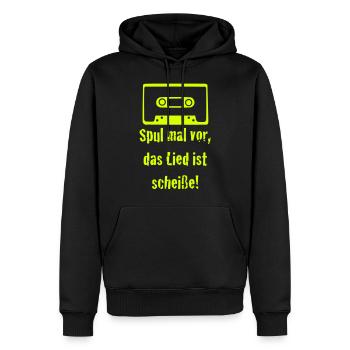 Spul mal vor, das Lied ist scheiße! Kassette old 1 - Männer Premium Bio Hoodie - Schwarz - Vorne - Nico (187cm)