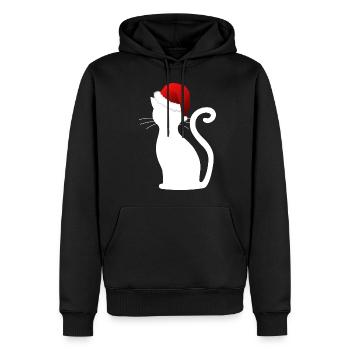 Chat Noël Noël Joyeux Noël - Sweat à capuche Premium bio Homme - noir - Devant - Nico (187cm)