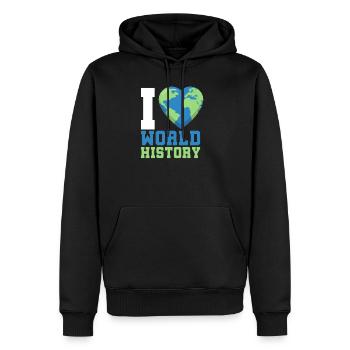 Weltgeschichte - Männer Premium Bio Hoodie - Schwarz - Vorne - Nico (187cm)