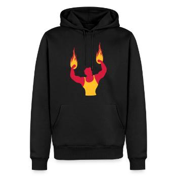 fitness sport muskeln bodybuilder held magisch sup - Männer Premium Bio Hoodie - Schwarz - Vorne - Nico (187cm)