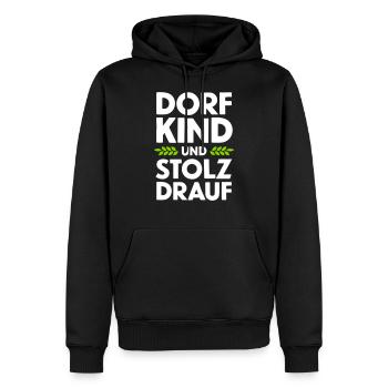 VILLAGE CHILD AND PROUD DRAUF - Men’s Premium Organic Hoodie - black - Front - Nico (187cm)