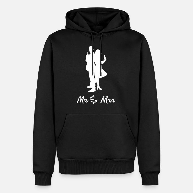 Mr Mrs Partner Hochzeitsgeschenk - Männer Premium Bio Hoodie - Schwarz