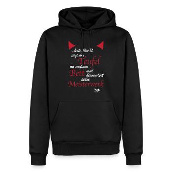 Devil, bed, devil, devil, halloween - Men’s Premium Organic Hoodie - black - Front - Nico (187cm)