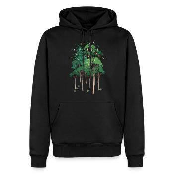 01 Forêt Verte Arbres Feuilles Nature - Sweat à capuche Premium bio Homme - noir - Devant - Nico (187cm)