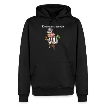 Capitaliste cochon argent capitalisme tirelire - Sweat à capuche Premium bio Homme - noir - Devant - Nico (187cm)