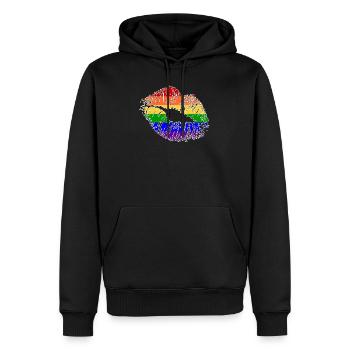 kussmund1 2 - Sweat à capuche Premium bio Homme - noir - Devant - Nico (187cm)