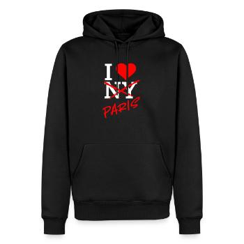 I Love Paris ! - Sweat à capuche Premium bio Homme - noir - Devant - Nico (187cm)