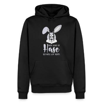 Mein Name ist Hase Ich weiss von nichts - Männer Premium Bio Hoodie - Schwarz - Vorne - Nico (187cm)
