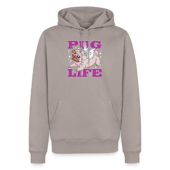 Pug Life - Männer Premium Bio Hoodie - Taupe - Vorne - Nico (187cm)