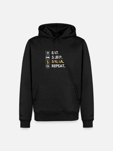 Eat Sleep Salsa Repeat Dancing Dancing Dance School - Ekologiczna męska bluza z kapturem Premium - czarny
