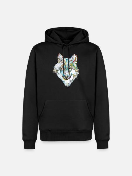Hund Wolf Eis - Männer Premium Bio Hoodie - Schwarz