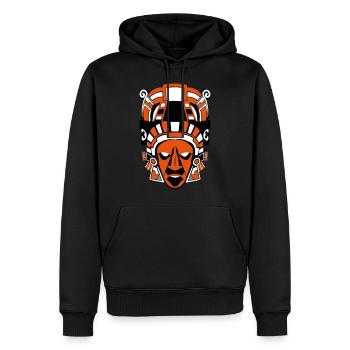 Masque Maya ou Aztèque - Sweat à capuche Premium bio Homme - noir - Devant - Nico (187cm)