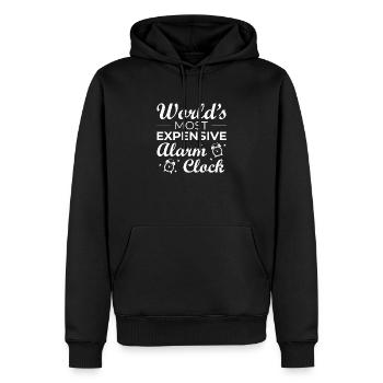 Le réveil le plus cher du monde de bébé criant - Sweat à capuche Premium bio Homme - noir - Devant - Nico (187cm)