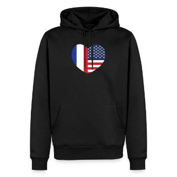 France USA Amitié - Sweat à capuche Premium bio Homme - noir - Devant - Nico (187cm)