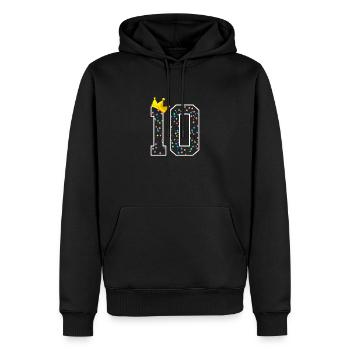 10e anniversaire Dix couronnes nombre Prince Princesse - Sweat à capuche Premium bio Homme - noir - Devant - Nico (187cm)
