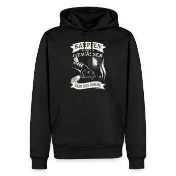 Karpfen unser im Gewässer, dein biss komme - Männer Premium Bio Hoodie - Schwarz - Vorne - Nico (187cm)