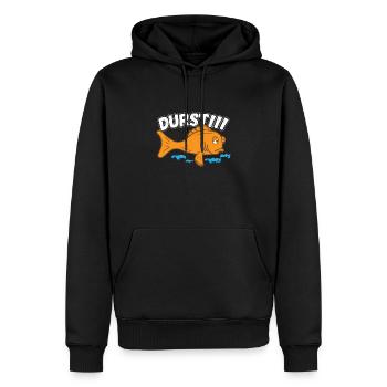 Durstiger Trauriger Fisch Lustiger Spruch - Männer Premium Bio Hoodie - Schwarz - Vorne - Nico (187cm)