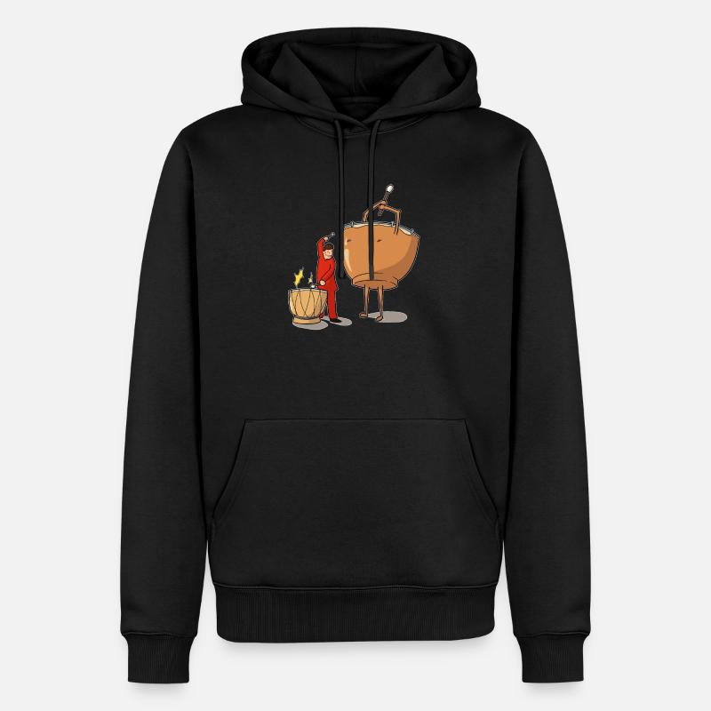Timbale batteur - Sweat à capuche Premium bio Homme - noir