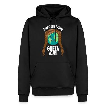 MAKE THE EARTH GRETA AGAIN - Männer Premium Bio Hoodie - Schwarz - Vorne - Nico (187cm)
