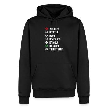 Motorradfahrer Spruch Biker Motorrad Schaltung - Männer Premium Bio Hoodie - Schwarz - Vorne - Nico (187cm)