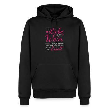 Wein Kochen Spruch Essen Weintrinker Weinliebe - Männer Premium Bio Hoodie - Schwarz - Vorne - Nico (187cm)