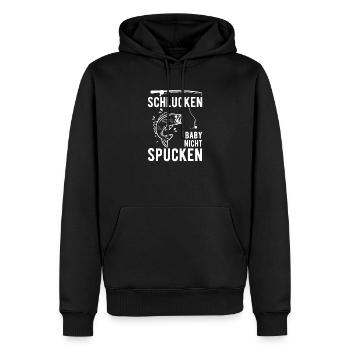 Angler Angel Spruch Schlucken Baby nicht Spucken - Männer Premium Bio Hoodie - Schwarz - Vorne - Nico (187cm)