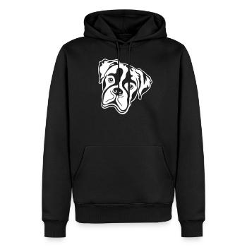Boxer *hell* nur für dunkle Textilien - Männer Premium Bio Hoodie - Schwarz - Vorne - Nico (187cm)
