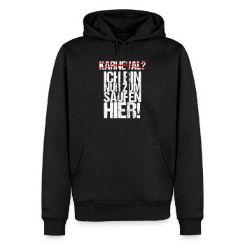 Anti Karneval Bin nur zum Saufen Hier Party Bier - Männer Premium Bio Hoodie - Schwarz - Vorne - Nico (187cm)