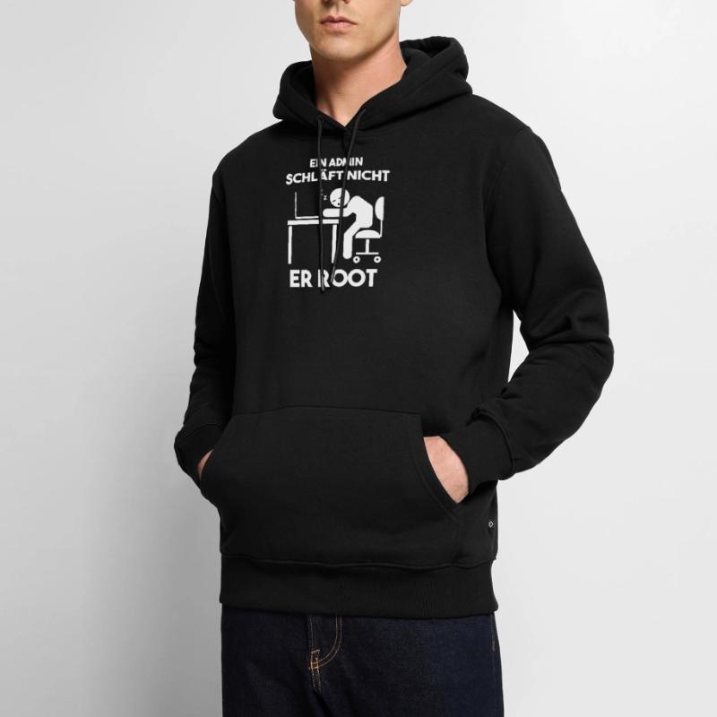 Ein Admin schläft nicht er root Informatiker Männer Premium Bio Hoodie