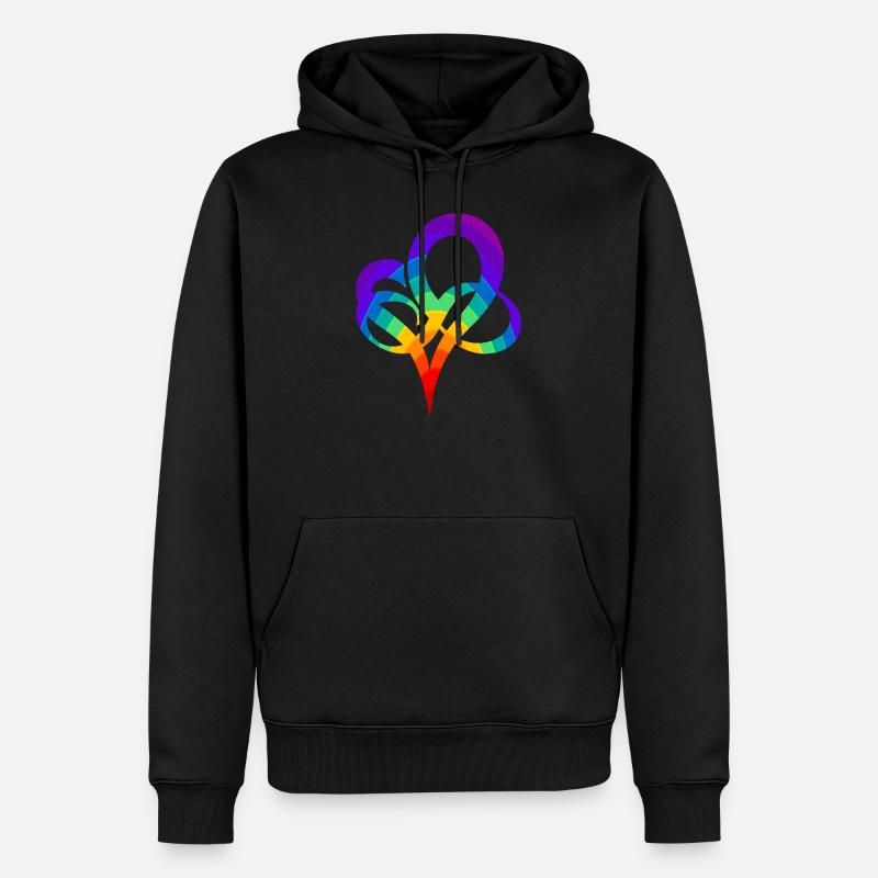Regenbogen Herz - Männer Premium Bio Hoodie - Schwarz